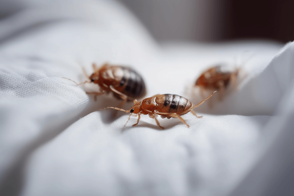 bed bugs on bed sheet